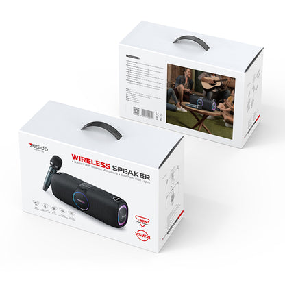 Boxa Bluetooth Yesido YSW21 Karaoke, 120W, RGB, Waterproof, Neagra
