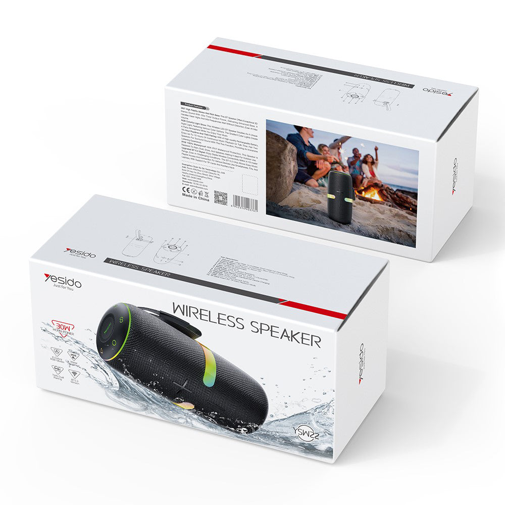Boxa Portabila Bluetooth Yesido YSW22, 30W, RGB, Waterproof, Neagra