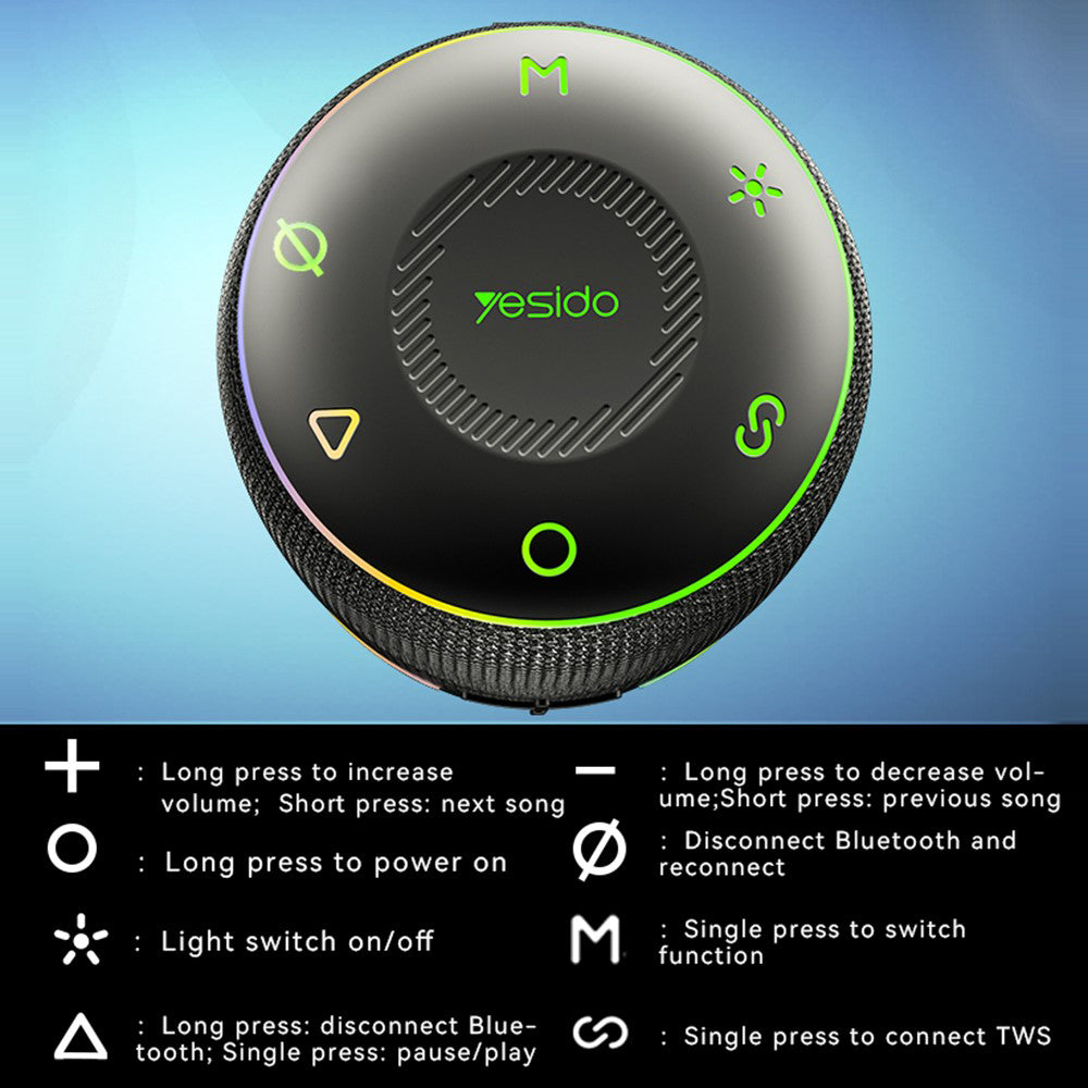 Boxa Portabila Bluetooth Yesido YSW22, 30W, RGB, Waterproof, Neagra