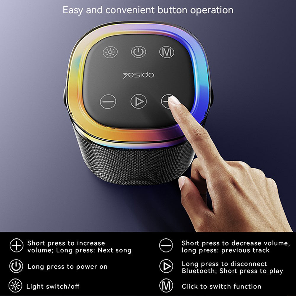 Boxa Portabila Bluetooth Yesido YSW25, 5W, RGB, Neagra