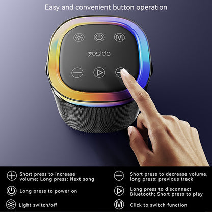 Boxa Portabila Bluetooth Yesido YSW25, 5W, RGB, Neagra