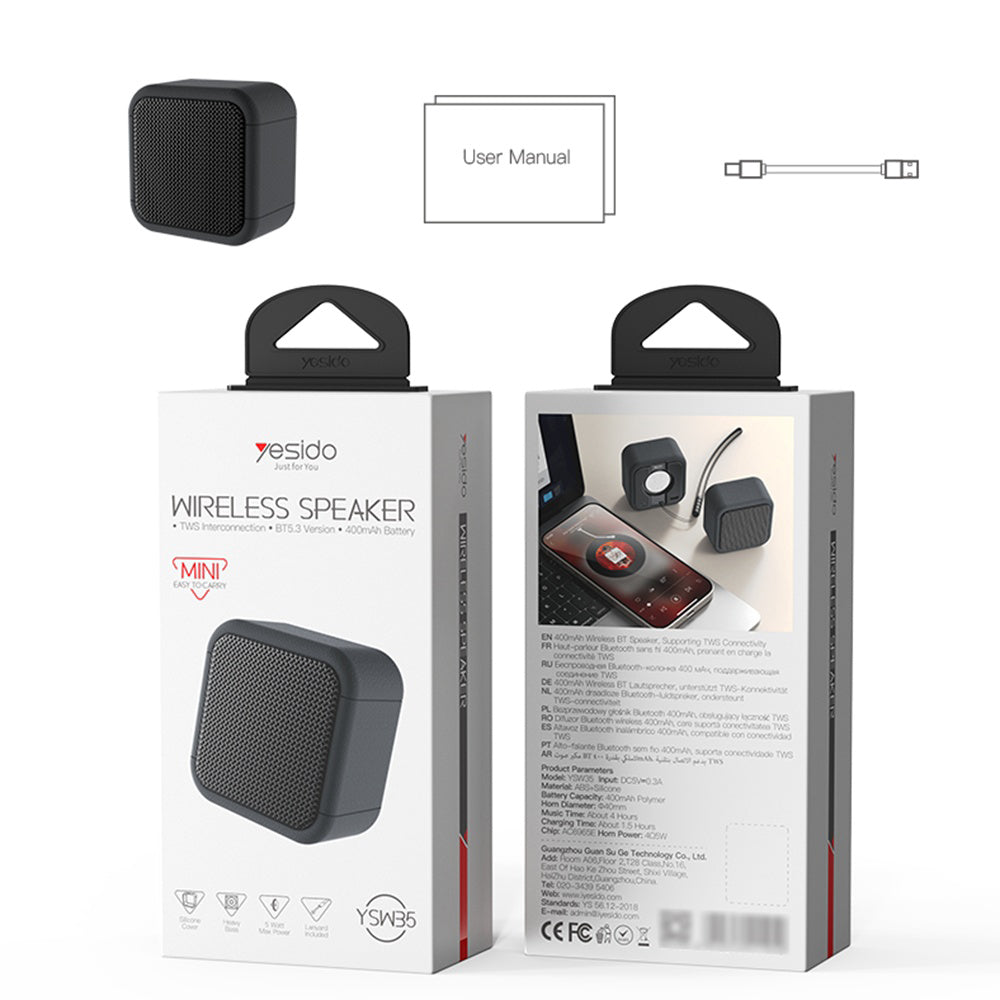 Boxa Portabila Bluetooth Yesido YSW35, 5W, TWS, Waterproof, Neagra