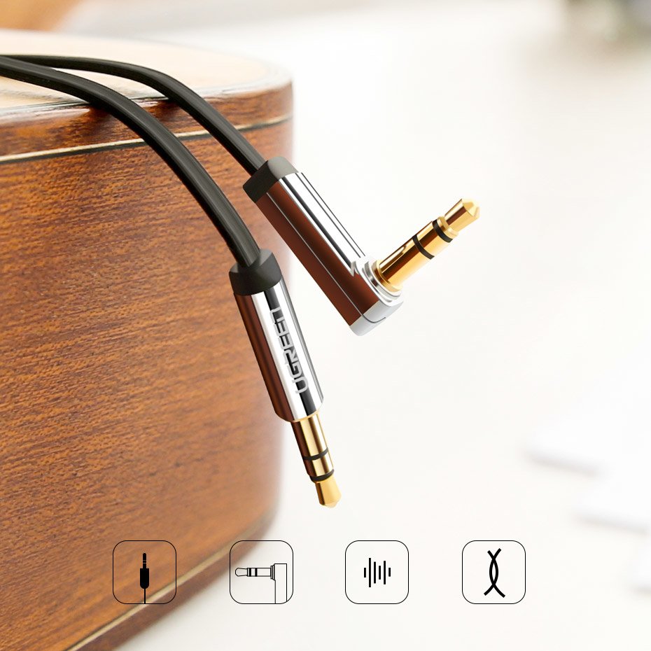 Cablu Audio 3.5mm - 3.5mm UGREEN AV112 Angled, 1m, Negru