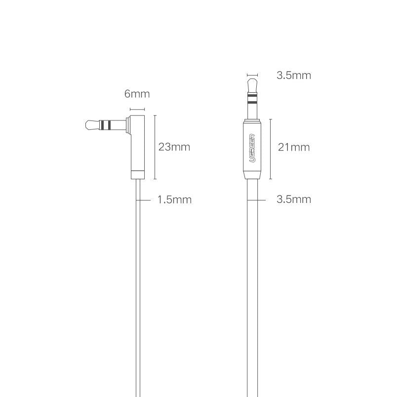 Cablu Audio 3.5mm - 3.5mm UGREEN AV112 Angled, 1m, Negru