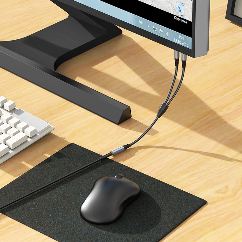 Adaptor Audio 3.5mm - 2 x 3.5mm HOCO UPA21, 0.25m, Negru