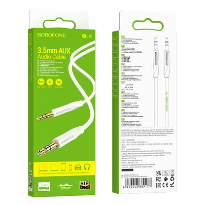 Cablu Audio 3.5mm - 3.5mm Borofone BL16, 1m, Alb