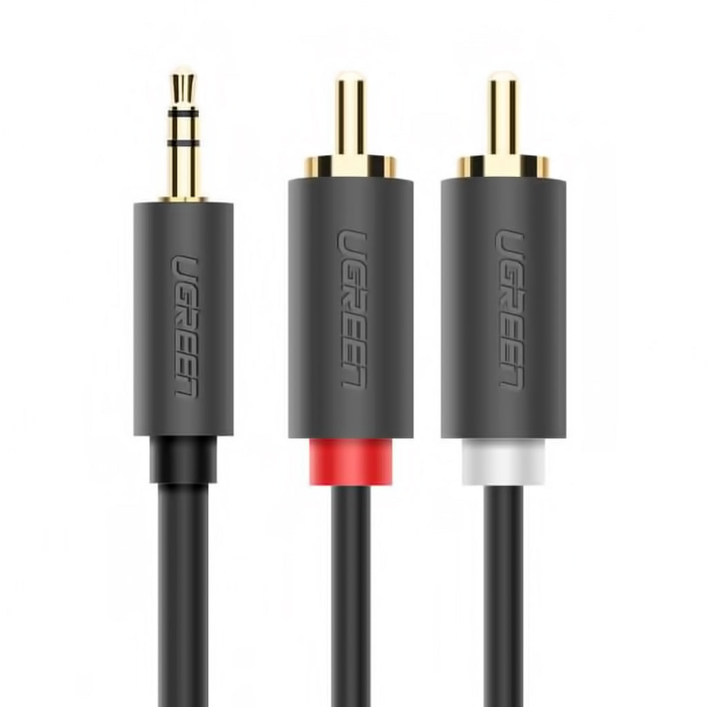 Cablu Audio 3.5mm - 2 x RCA UGREEN AV102, 5m, Gri