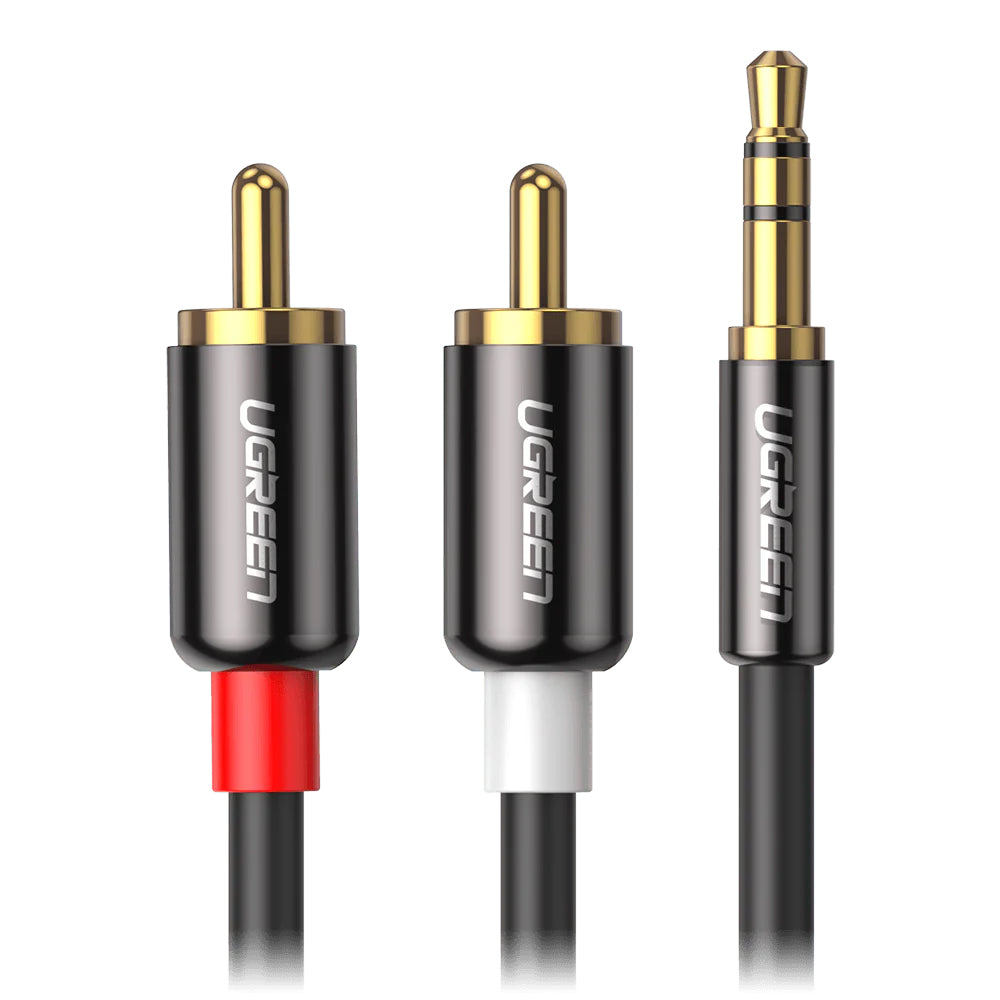 Cablu Audio 3.5mm - 2 x RCA UGREEN AV116, 3m, Gri