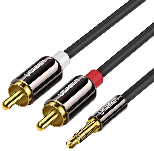 Cablu Audio 3.5mm - 2 x RCA UGREEN AV116, 5m, Negru
