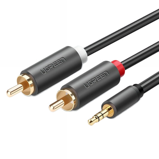 Cablu Audio 3.5mm - 2 x RCA UGREEN AV102, 1.5m, Gri