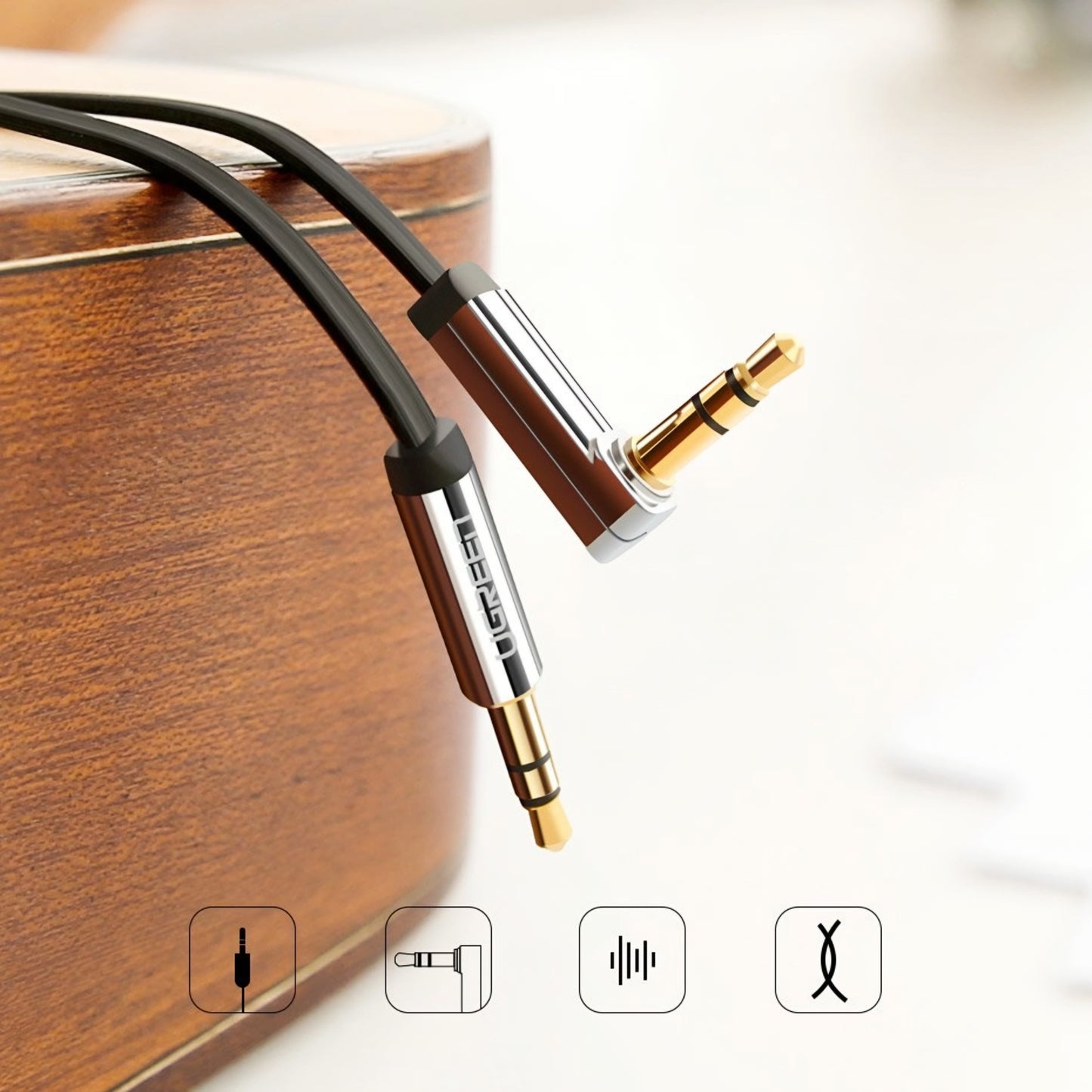 Cablu Audio 3.5mm - 3.5mm UGREEN AV119 Angled, 2m, Negru