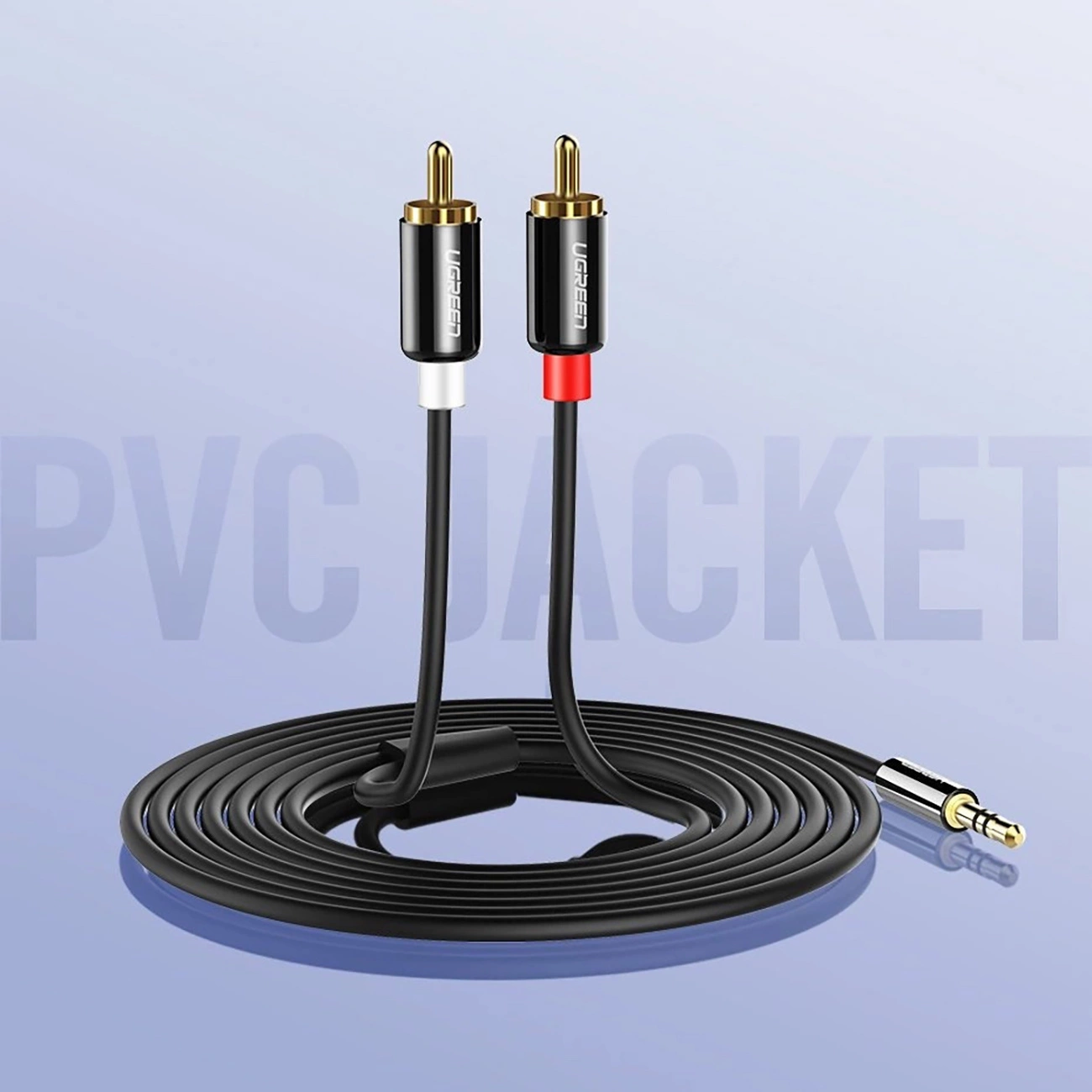Cablu Audio 3.5mm - 2 x RCA UGREEN AV116, 1m, Negru