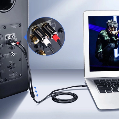 Cablu Audio 3.5mm - 2 x RCA UGREEN AV116, 1m, Negru