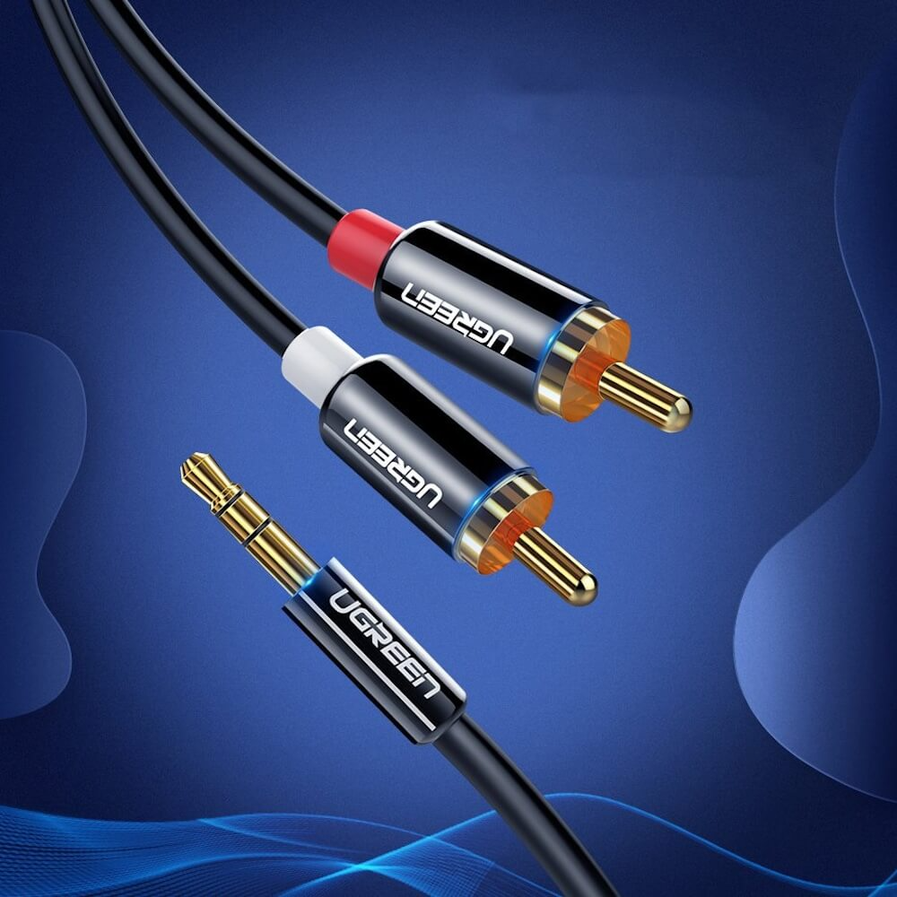 Cablu Audio 3.5mm - 2 x RCA UGREEN AV116, 1.5m, Negru