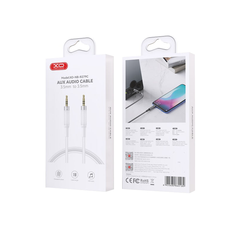 Cablu Audio 3.5mm - 3.5mm XO Design NB-R279C, 1m, Alb