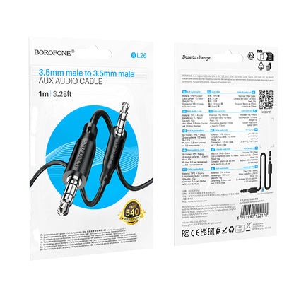 Cablu Audio 3.5mm - 3.5mm Borofone BL26 Standard, 1m, Negru
