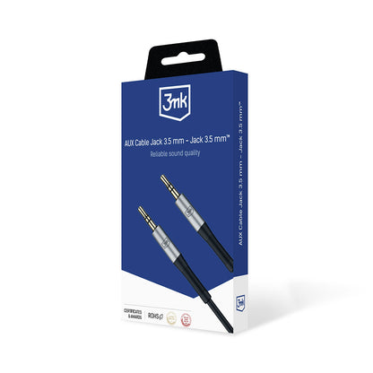 Cablu Audio 3.5mm - 3.5mm 3MK, 1m, Negru