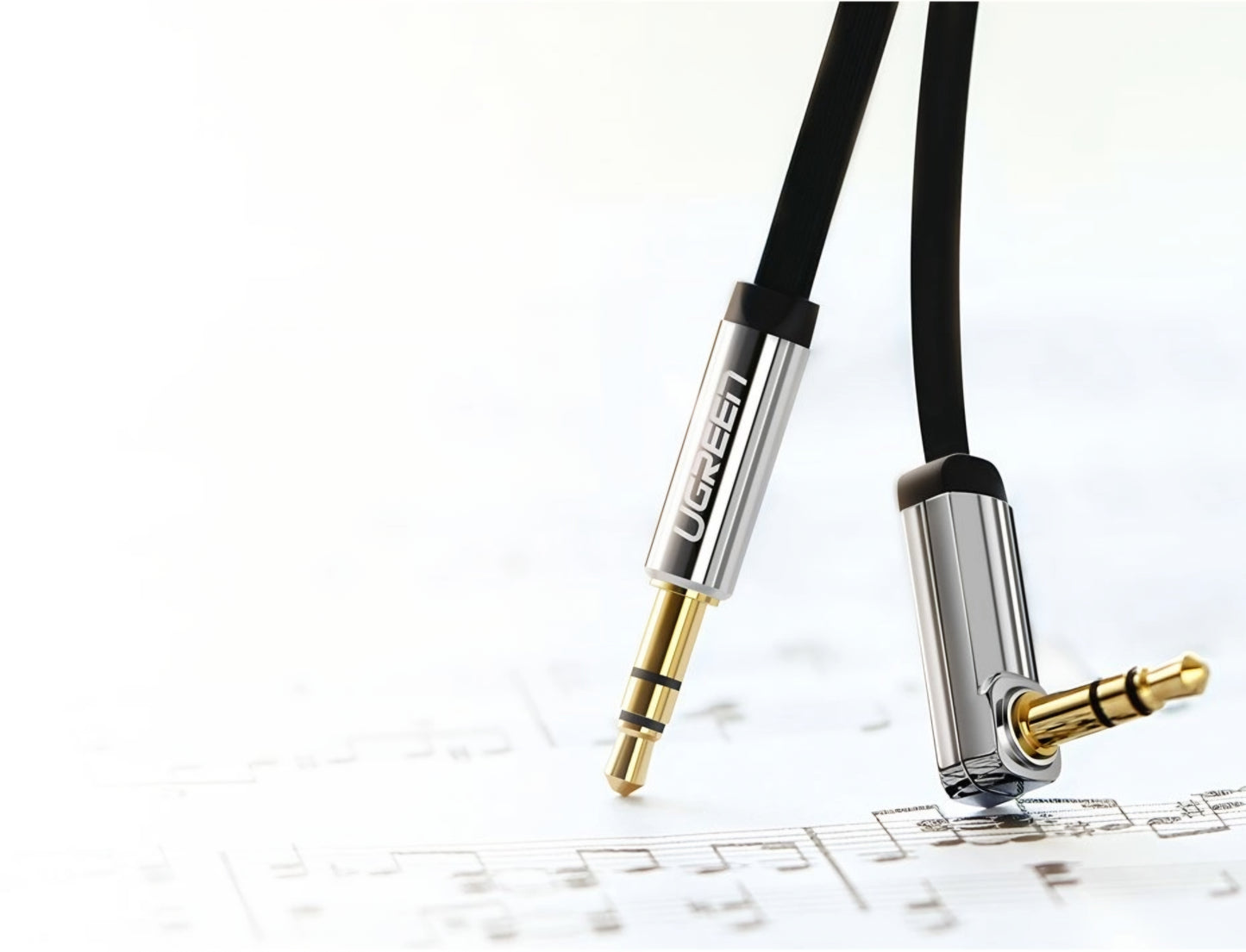 Cablu Audio 3.5mm - 3.5mm UGREEN AV119 Angled, 2m, Negru