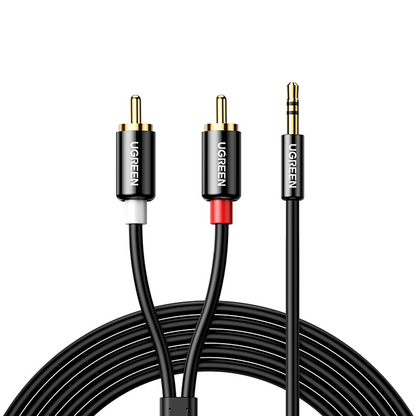 Cablu Audio 3.5mm - 2 x RCA UGREEN AV116, 1m, Negru