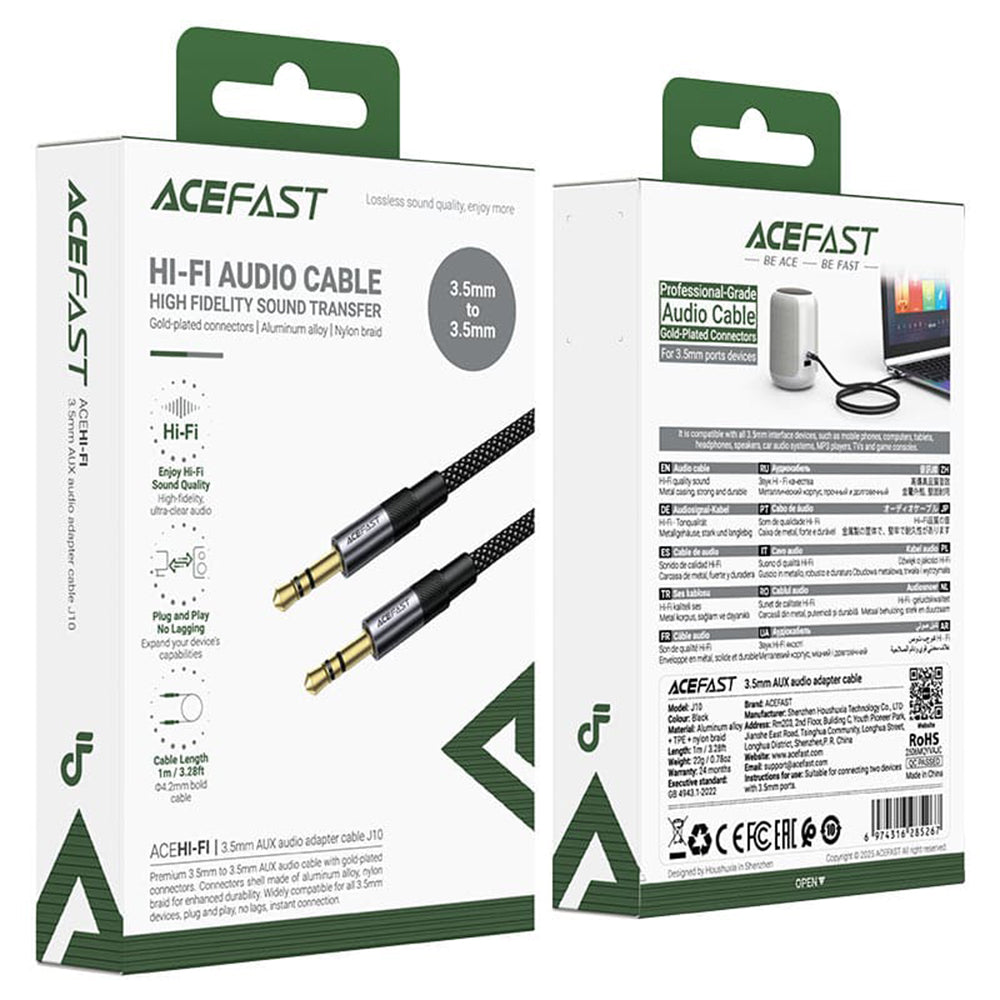 Cablu Audio 3.5mm - 3.5mm Acefast J10, 1m, Negru