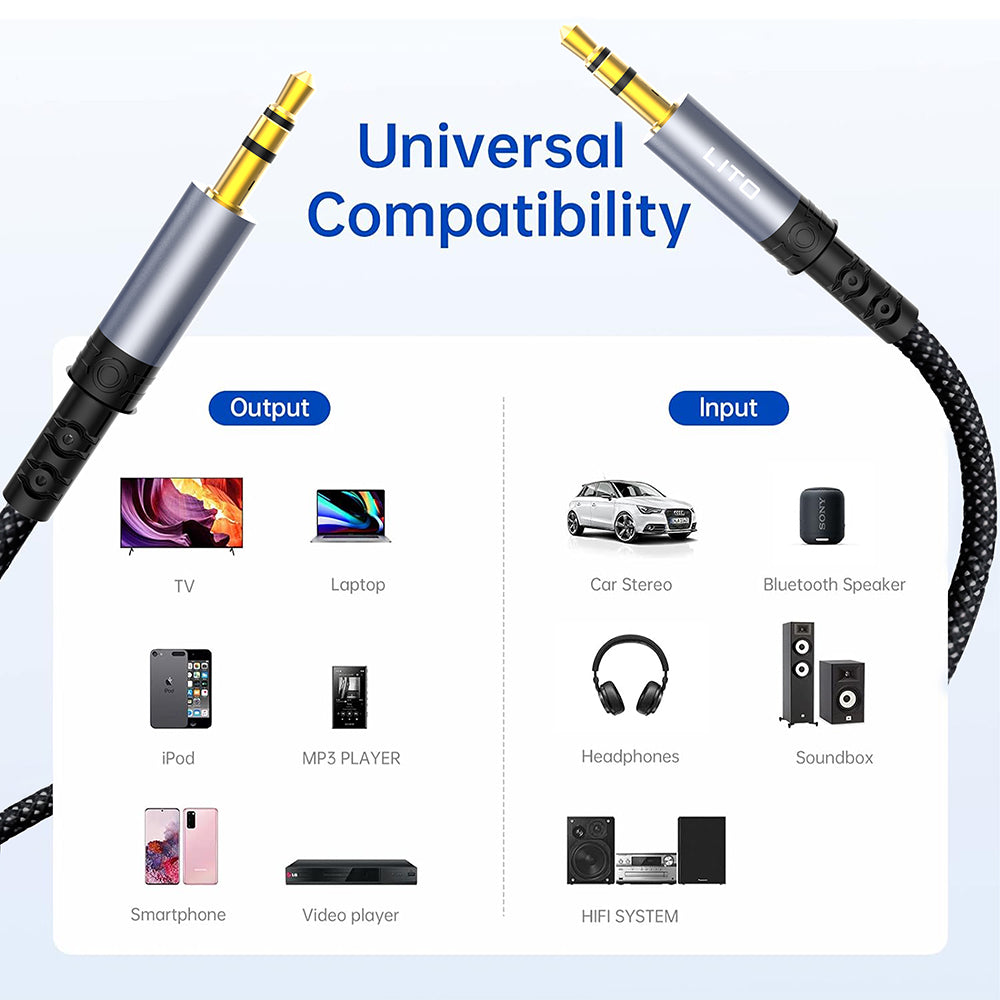 Cablu Audio 3.5mm - 3.5mm Lito LA01D, 1m, Negru