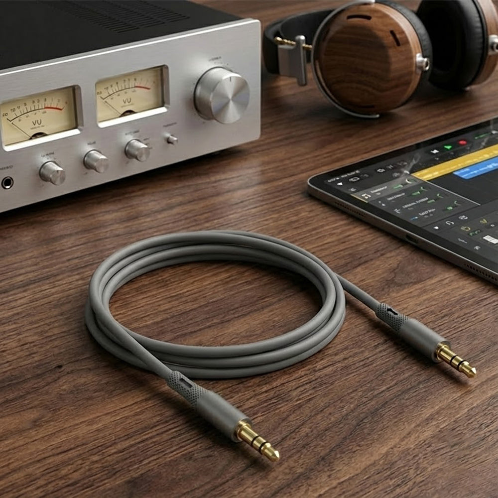 Cablu Audio 3.5mm - 3.5mm Techsuit AC3 SoundFlex, 1m, Gri