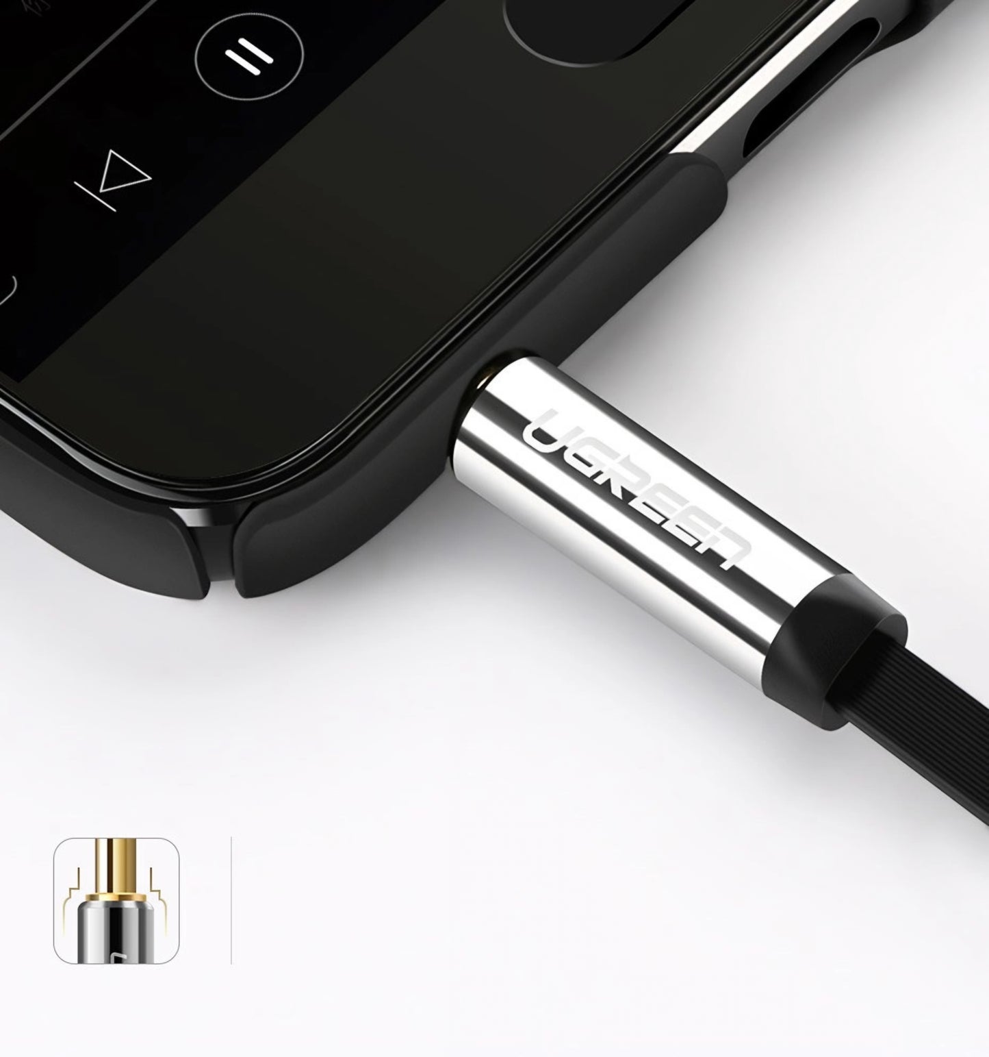 Cablu Audio 3.5mm - 3.5mm UGREEN AV119 Angled, 2m, Negru
