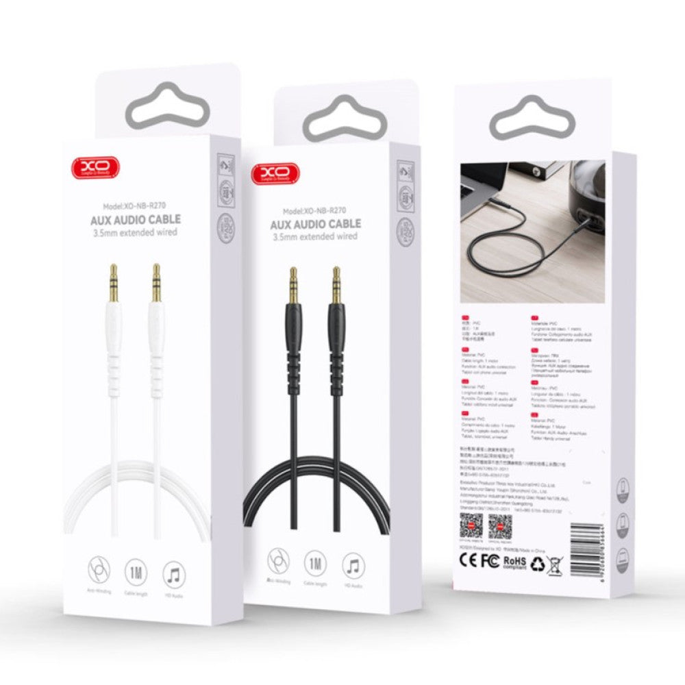 Cablu Audio 3.5mm - 3.5mm XO Design NB-R270, 1m, Negru