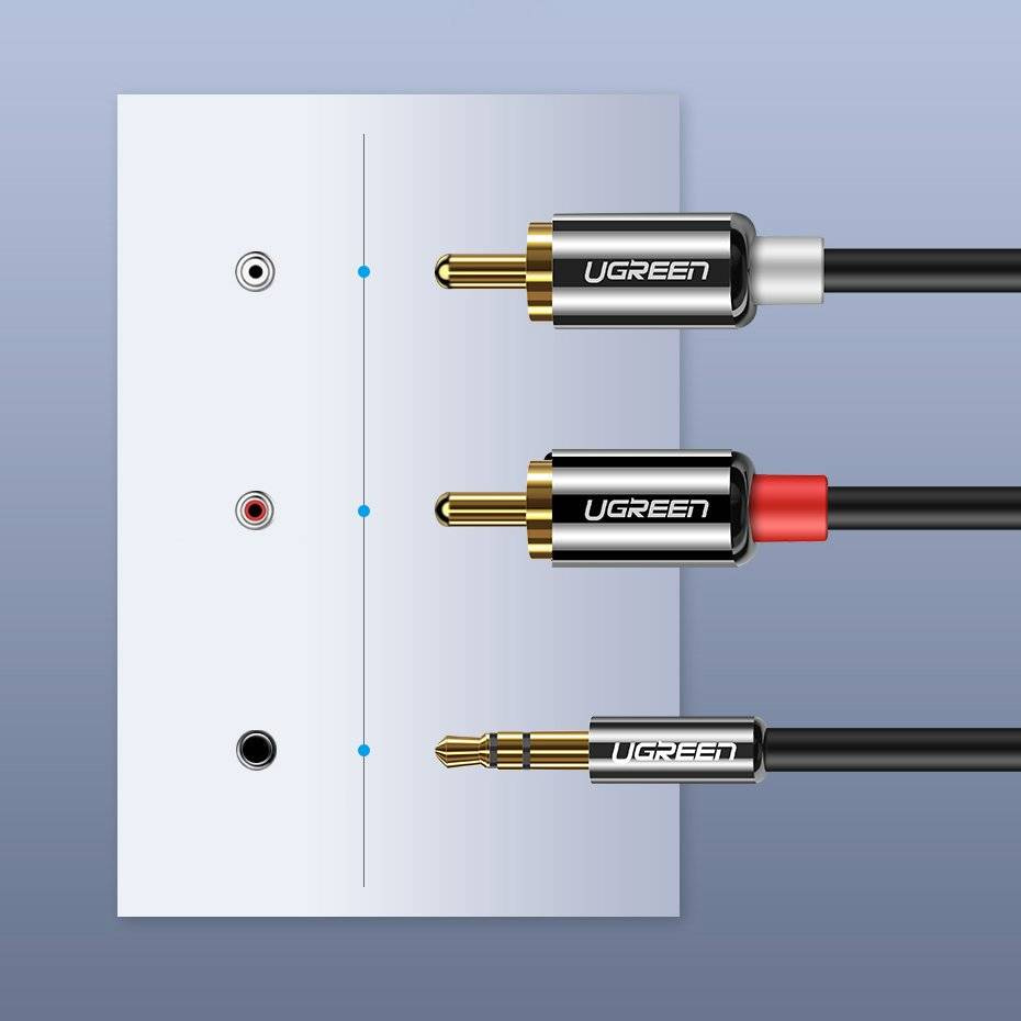 Cablu Audio 3.5mm - 2 x RCA UGREEN AV116, 2m, Negru