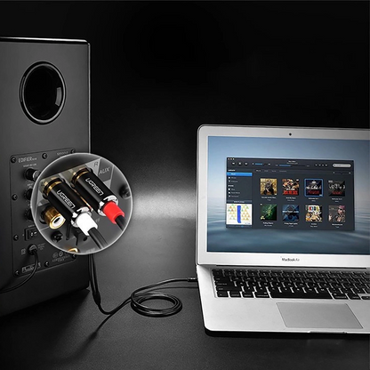 Cablu Audio 3.5mm - 2 x RCA UGREEN AV116, 1m, Negru