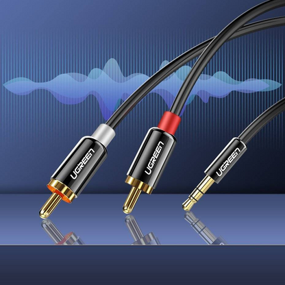 Cablu Audio 3.5mm - 2 x RCA UGREEN AV116, 2m, Negru
