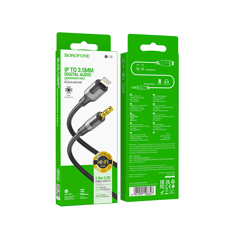 Cablu Audio Lightning - 3.5mm Borofone BL19 Creator, 1m, Negru