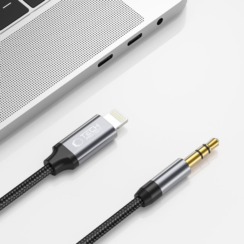 Cablu Audio Lightning - 3.5mm Tech-Protect Ultraboost, 1m, Negru
