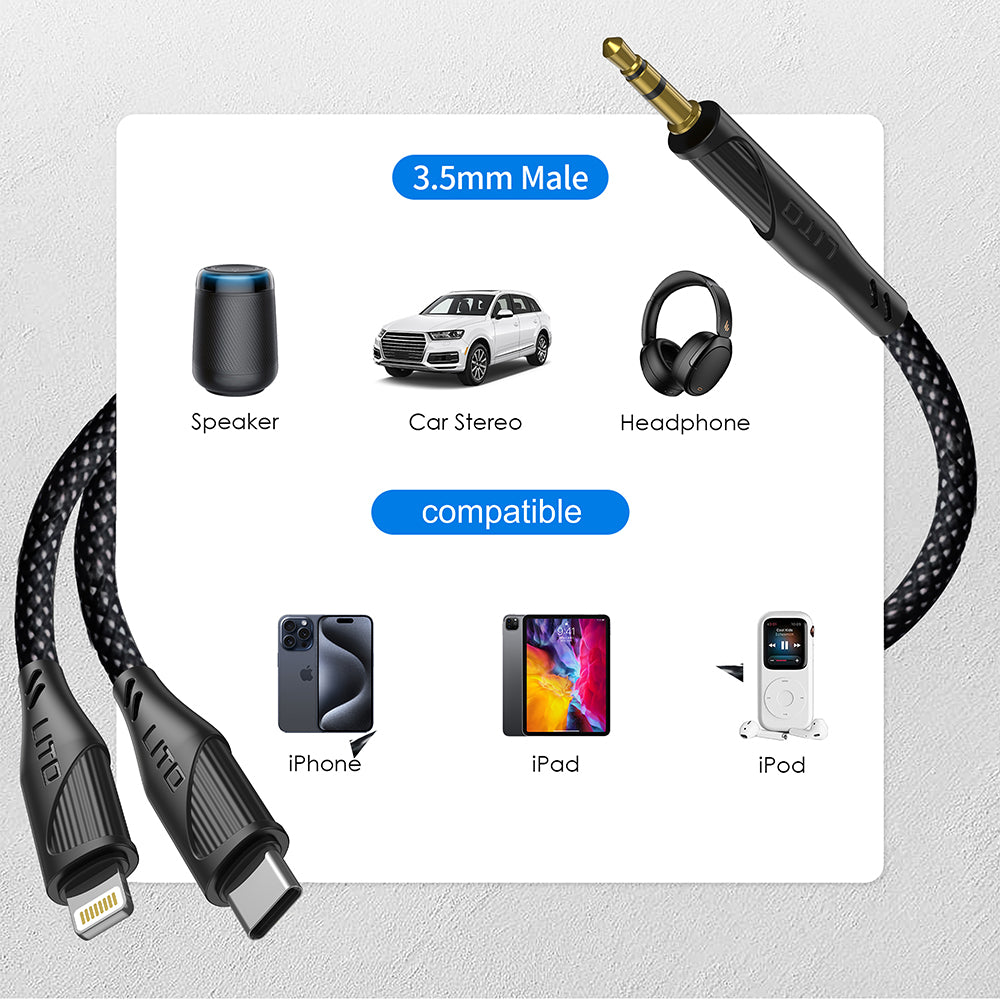 Cablu Audio Lightning - 3.5mm Lito LA02, 1m, Negru