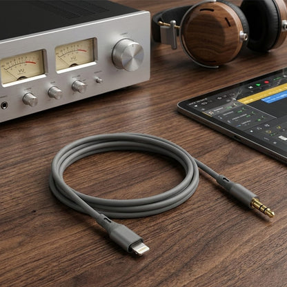 Cablu Audio Lightning - 3.5mm Techsuit AC5 SoundFlex, 1m, Gri