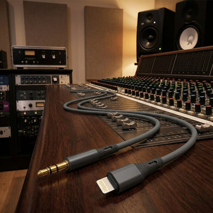 Cablu Audio Lightning - 3.5mm Techsuit AC5 SoundFlex, 1m, Gri