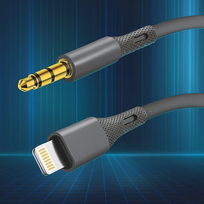 Cablu Audio Lightning - 3.5mm Techsuit AC5 SoundFlex, 1m, Gri