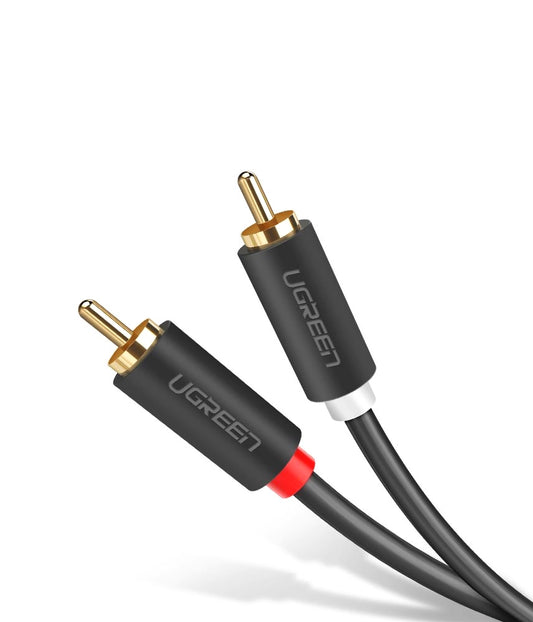Cablu Audio UGREEN AV104, 2 x RCA - 2 x RCA, 2m, Negru