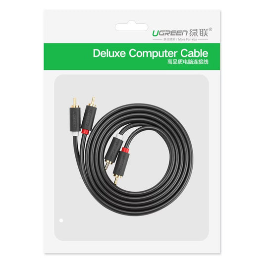 Cablu Audio UGREEN AV104, 2 x RCA - 2 x RCA, 3m, Negru