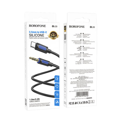 Cablu Audio USB-C - 3.5mm Borofone BL20, 1m, Negru