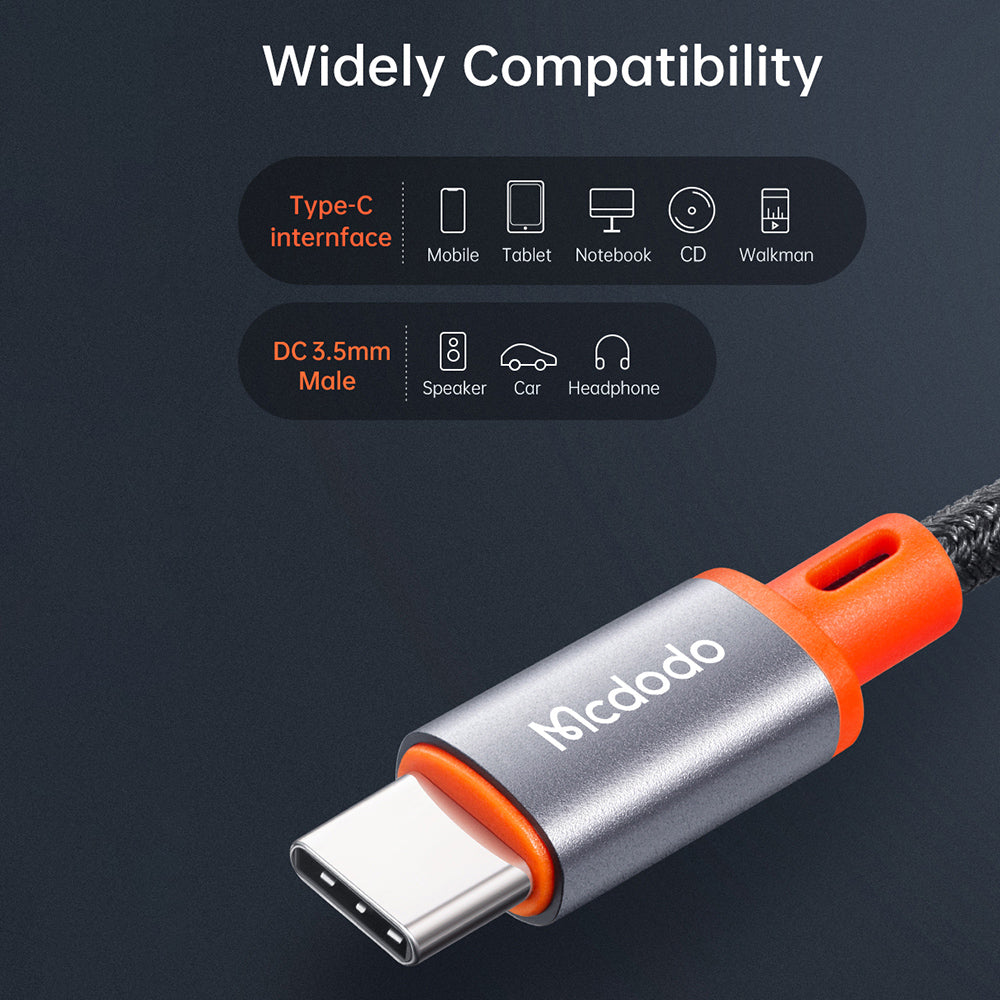 Cablu Audio USB-C - 3.5mm McDodo CA-0900, 1.8m, Negru