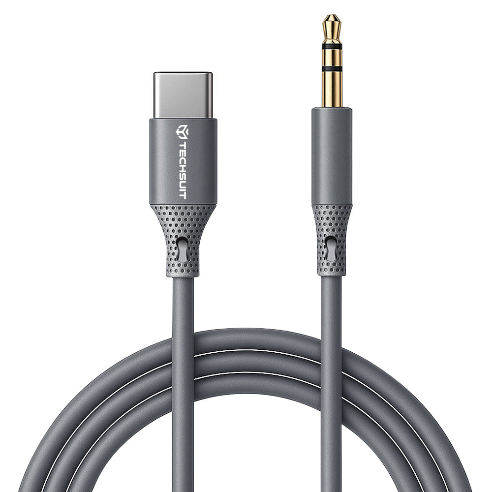 Cablu Audio USB-C - 3.5mm Techsuit AC4 SoundFlex, 1m, Gri