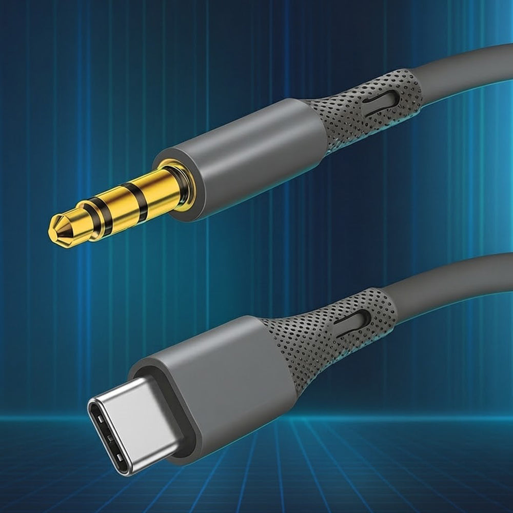 Cablu Audio USB-C - 3.5mm Techsuit AC4 SoundFlex, 1m, Gri