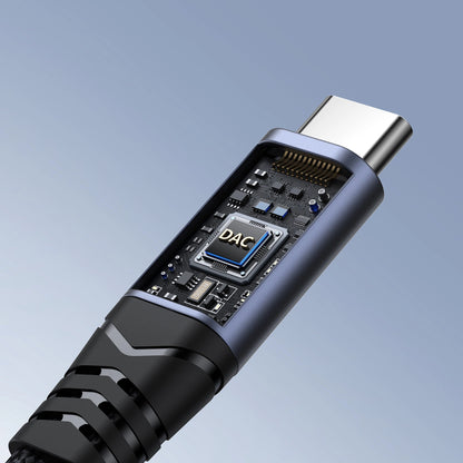 Cablu Audio USB-C - 3.5mm / USB-C Joyroom SY-C02, 0.14m, Negru
