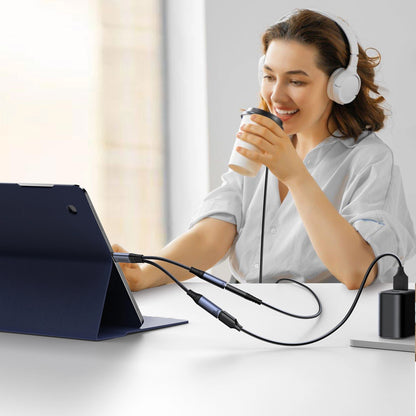 Cablu Audio USB-C - 3.5mm / USB-C Joyroom SY-C02, 0.14m, Negru