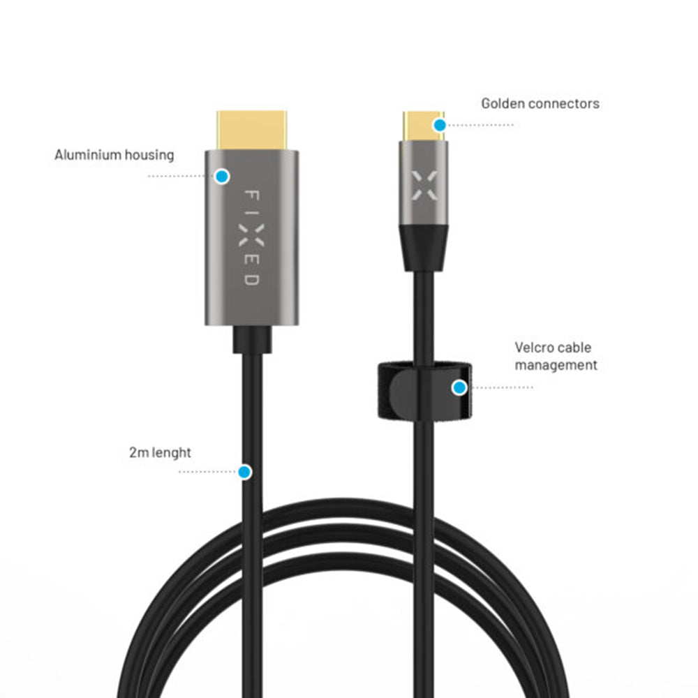 Cablu Audio si Video USB-C - HDMI Fixed, 2m, Gri