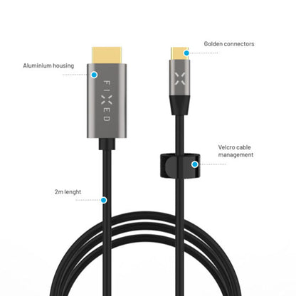 Cablu Audio si Video USB-C - HDMI Fixed, 2m, Gri