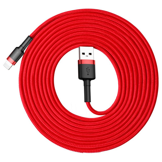Cablu Date si Incarcare USB-A - Lightning Baseus Cafule, 18W, 3m, Rosu CALKLF-R09