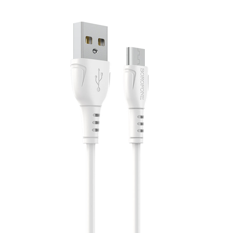 Cablu Date si Incarcare USB-A - microUSB Borofone BX51 Triumph MP, 18W, 1m, Alb
