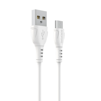 Cablu Date si Incarcare USB-A - microUSB Borofone BX51 Triumph MP, 18W, 1m, Alb